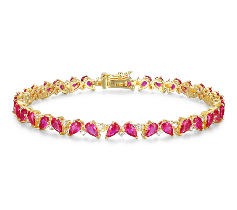 LuxLab Grown Gemstone & Diamond Cluster Bracele t, 18K Plated — View 8