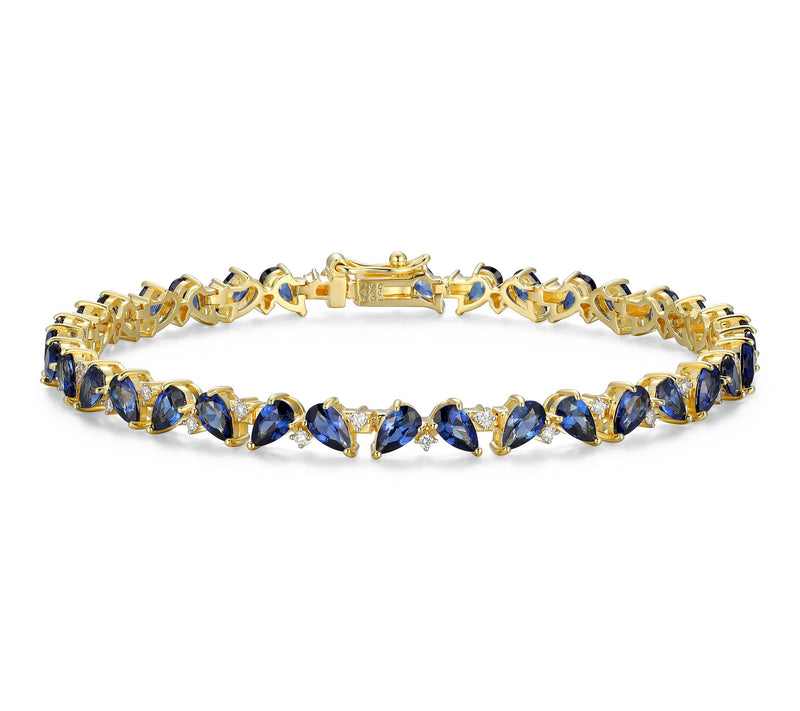 LuxLab Grown Gemstone & Diamond Cluster Bracele t, 18K Plated — View 9
