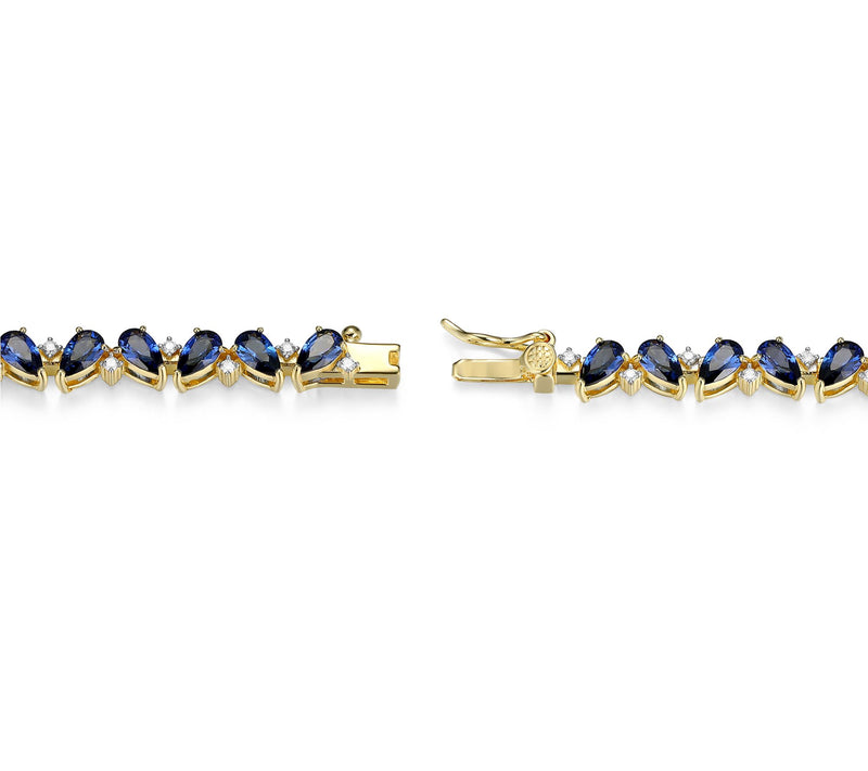 LuxLab Grown Gemstone & Diamond Cluster Bracele t, 18K Plated — View 3