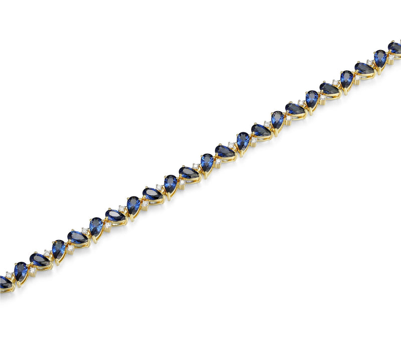 LuxLab Grown Gemstone & Diamond Cluster Bracele t, 18K Plated — View 4