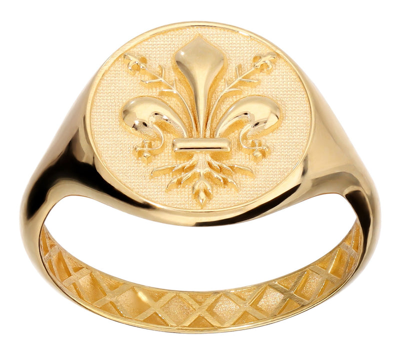 Italian Gold Fleur-de-Lis Signet Ring, 14K — View 7
