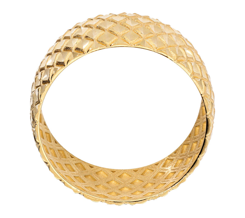 Italian Gold Wide Textured Band Ring, 14K — View 3