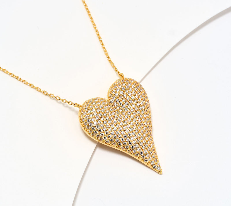 Diamonique x Jennifer Miller Puffy Elongated Heart Necklace, Sterling Silver — Main view
