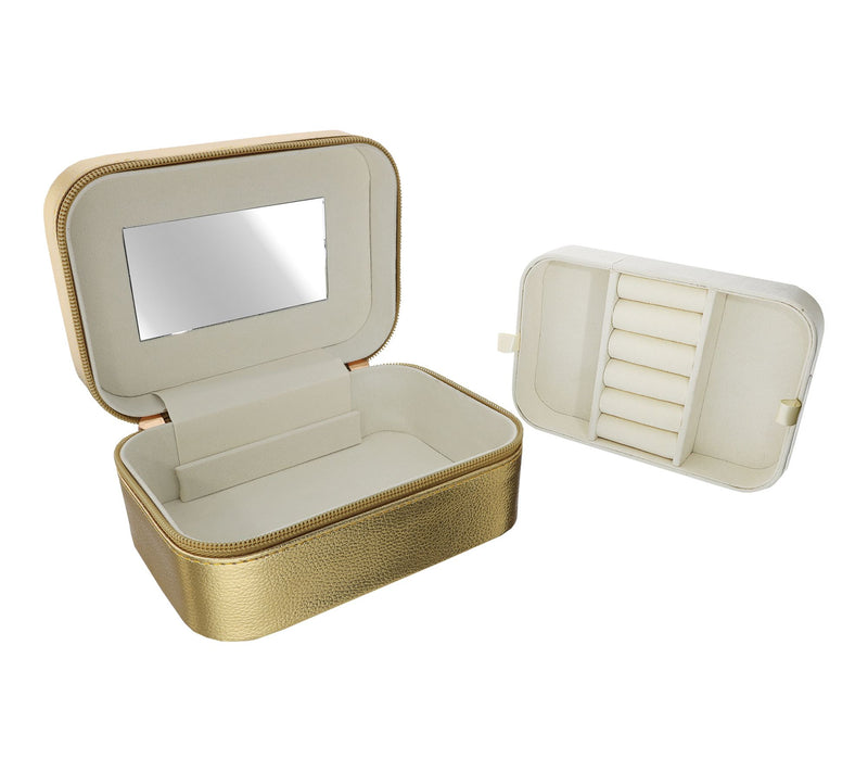 Medium Multi-Level Jewelry Case w/ Mirror — View 2