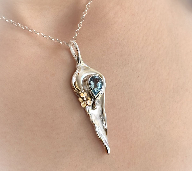 Hagit Sterling & 14K Gold With Gemstone MoltenDesign Pendant — View 3