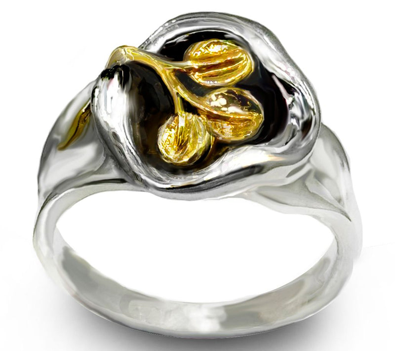 Hagit Sterling & 14K Gold Fossilized Leaf Ring — View 8