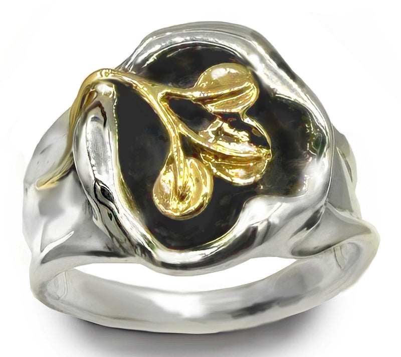 Hagit Sterling & 14K Gold Fossilized Leaf Ring — View 4