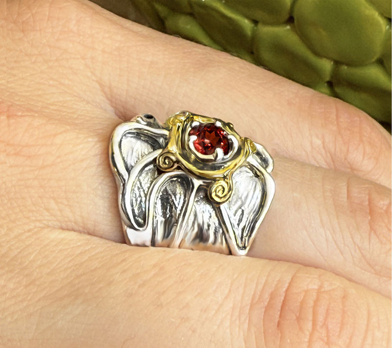 Hagit Sterling Silver & 14K Gold Gemstone Halo Ring — View 3