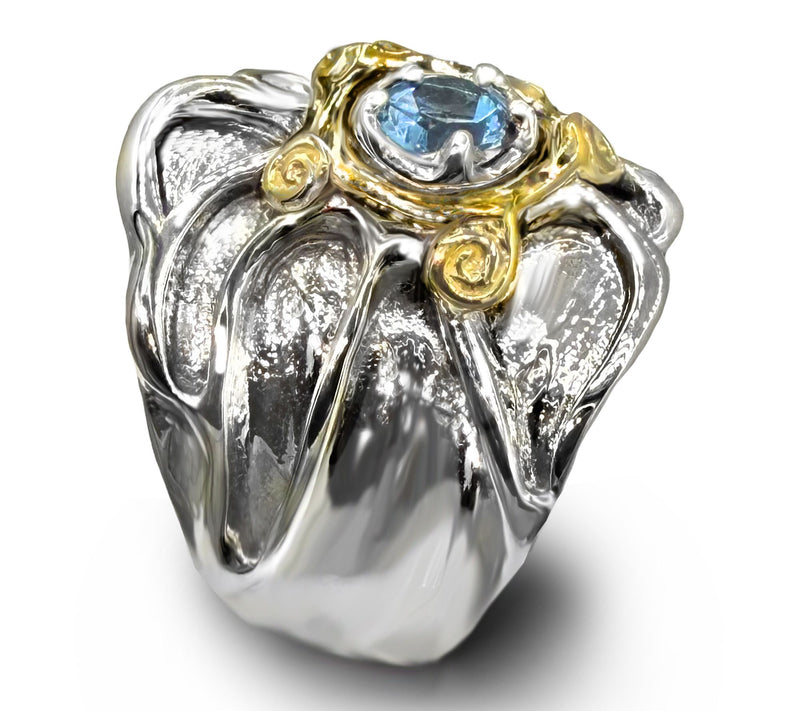 Hagit Sterling Silver & 14K Gold Gemstone Halo Ring — View 2