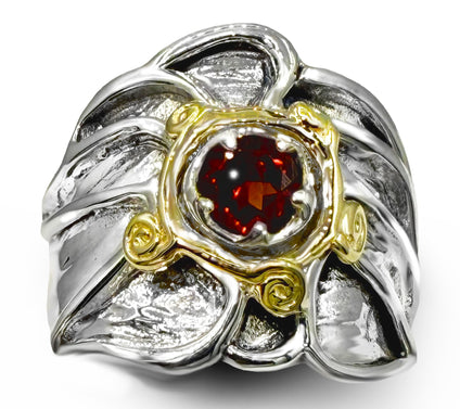 Hagit Sterling Silver & 14K Gold Gemstone Halo Ring
