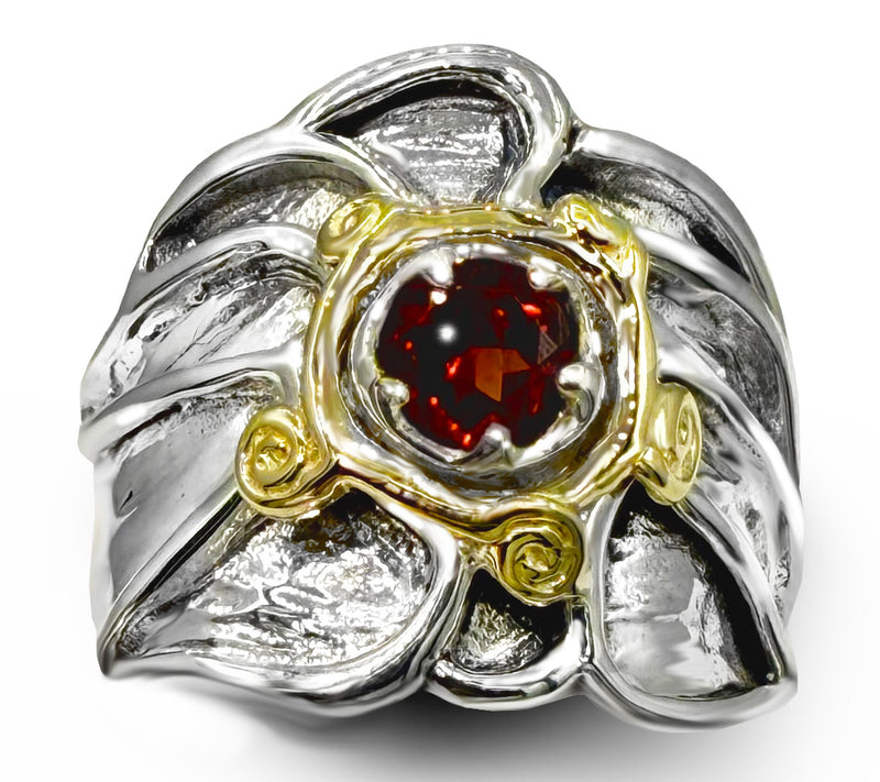 Hagit Sterling Silver & 14K Gold Gemstone Halo Ring — Main view