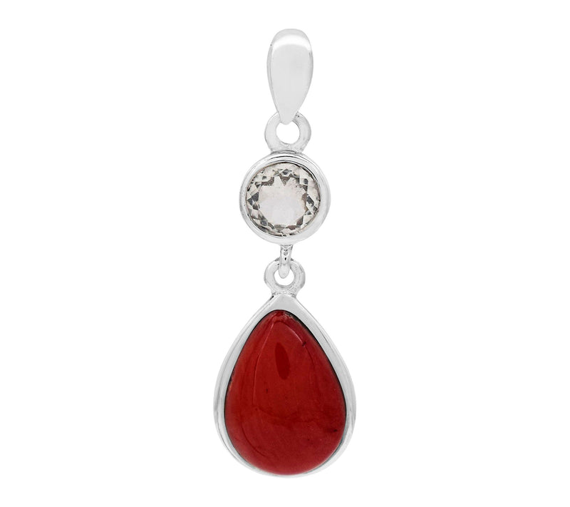 Affinity Gems Bamboo Coral & Rock Crystal Pendant, Sterling — View 2