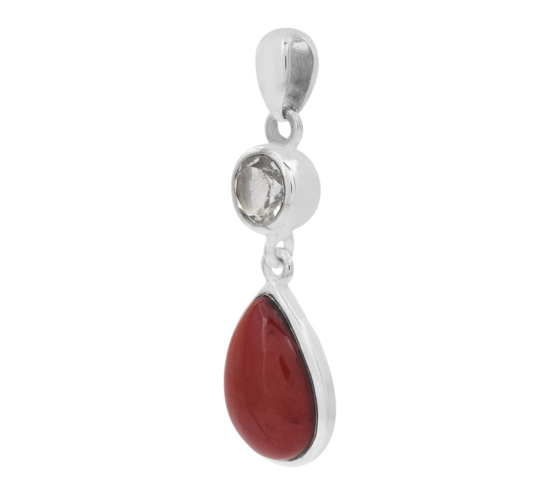 Affinity Gems Bamboo Coral & Rock Crystal Pendant, Sterling — View 3