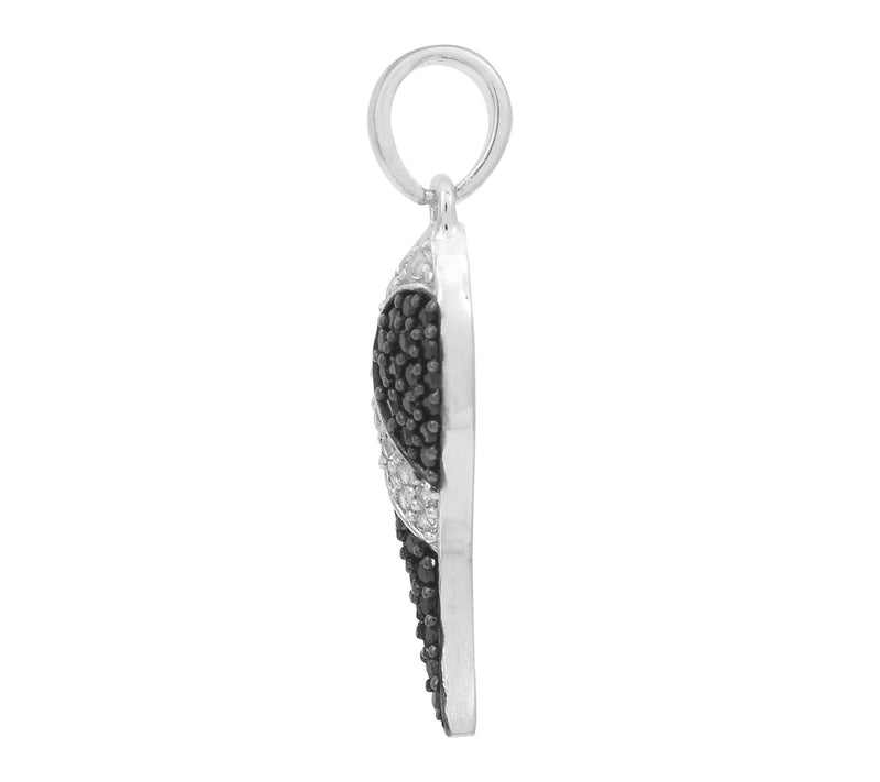 Affinity Gems Black Spinel & Topaz Leaf Pendant, Sterling — View 3