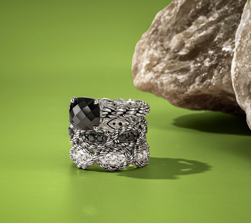 JAI Ireland Sterling Silver Cara Rope Gemstone Ring — View 8