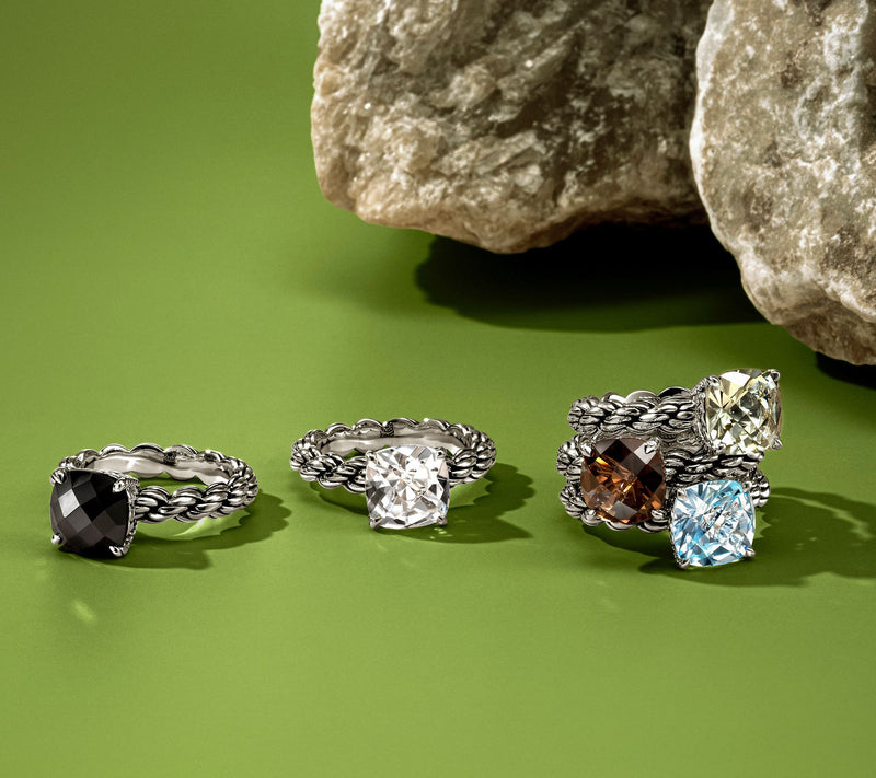 JAI Ireland Sterling Silver Cara Rope Gemstone Ring — View 10