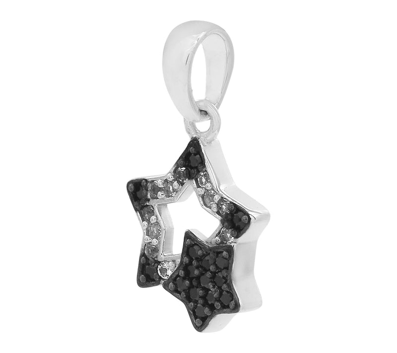 Affinity Gems Black Spinel & Topaz Star Pendant, Sterling — View 2