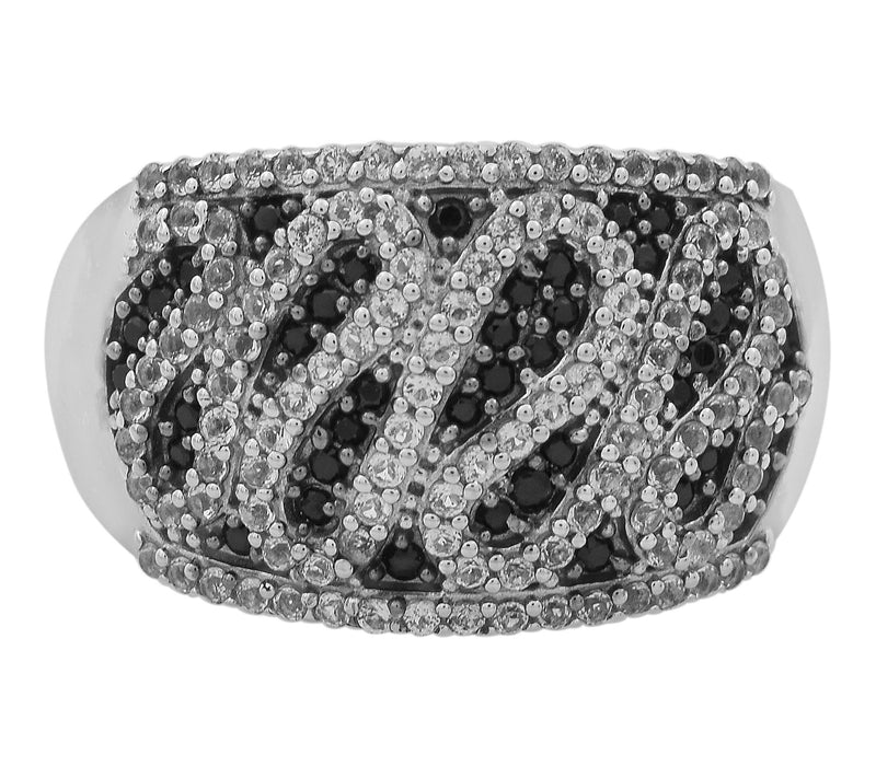 Affinity Gems Black Spinel & Zircon Cluster Ring, Sterling — View 2