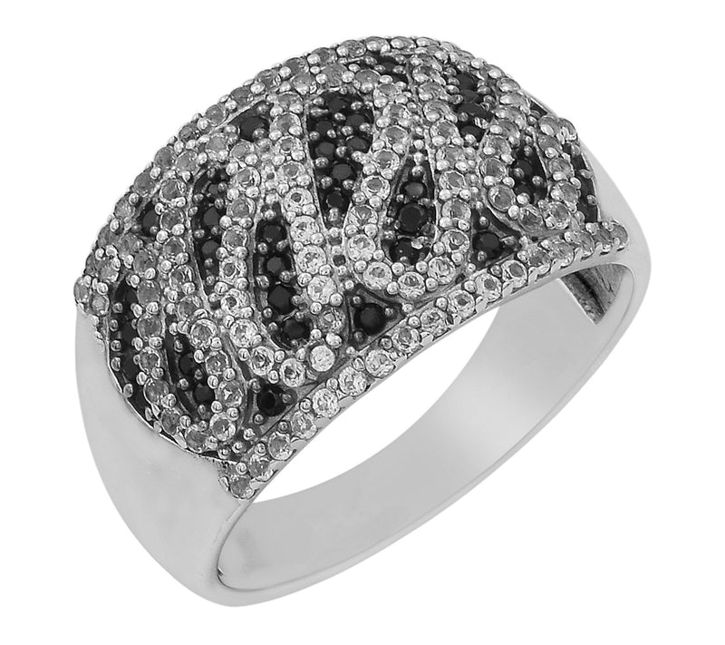 Affinity Gems Black Spinel & Zircon Cluster Ring, Sterling — Main view