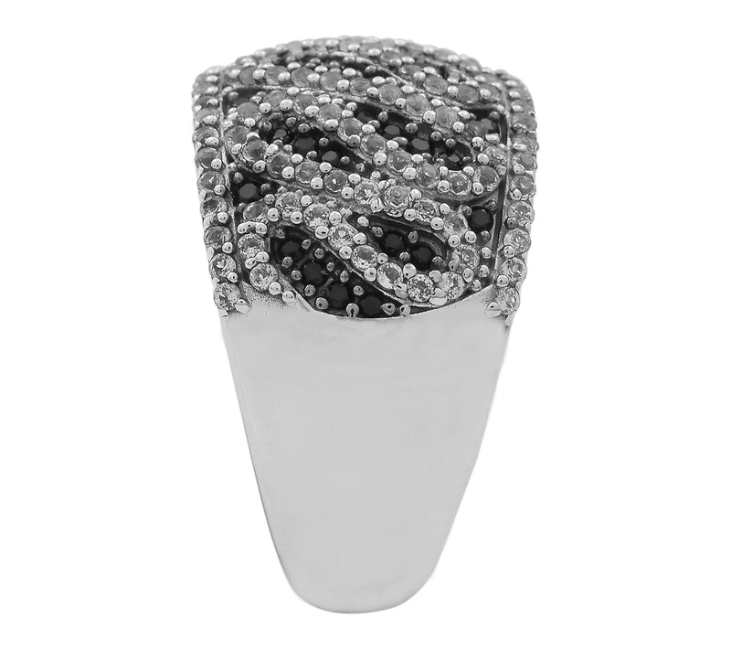Affinity Gems Black Spinel & Zircon Cluster Ring, Sterling — View 4