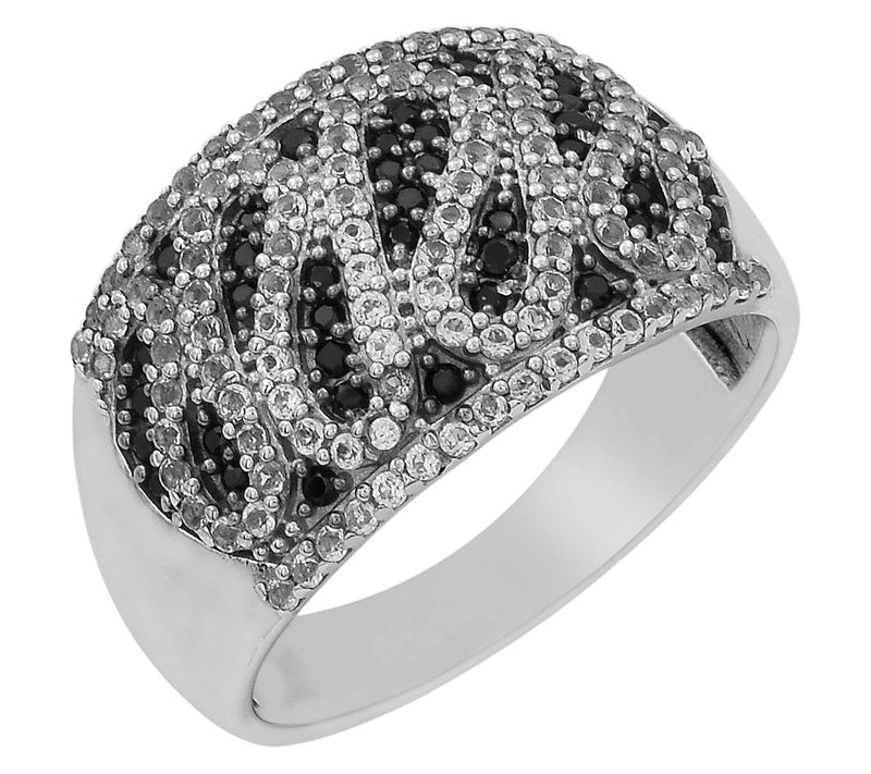Affinity Gems Black Spinel & Zircon Cluster Ring, Sterling — View 8