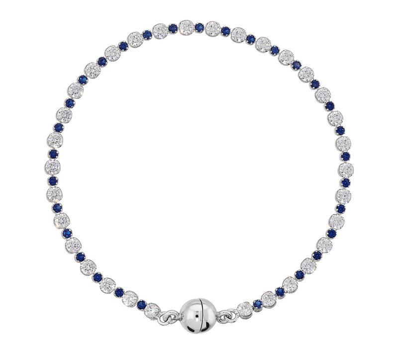 Diamonique Tennis Bracelet w/ Magnetic Closure, Sterling — View 3