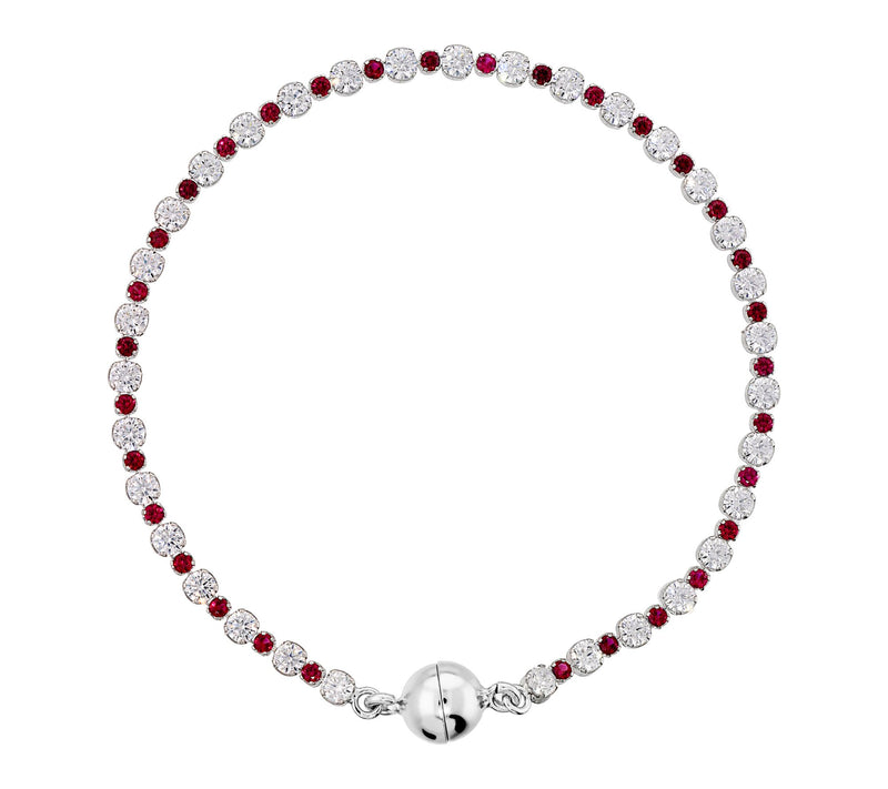 Diamonique Tennis Bracelet w/ Magnetic Closure, Sterling — View 7