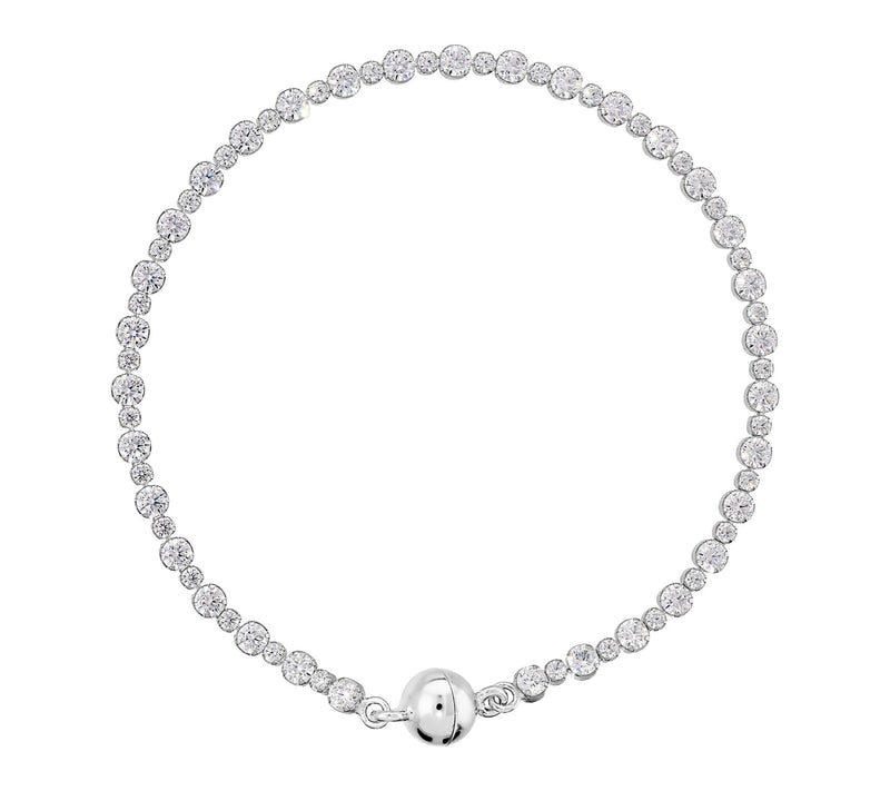 Diamonique Tennis Bracelet w/ Magnetic Closure, Sterling — View 9