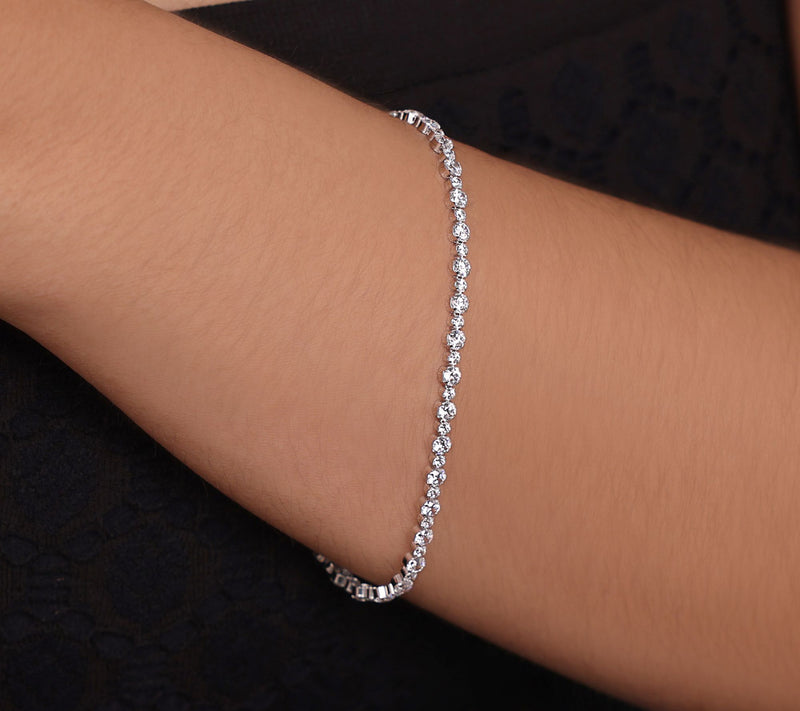 Diamonique Tennis Bracelet w/ Magnetic Closure, Sterling — View 11