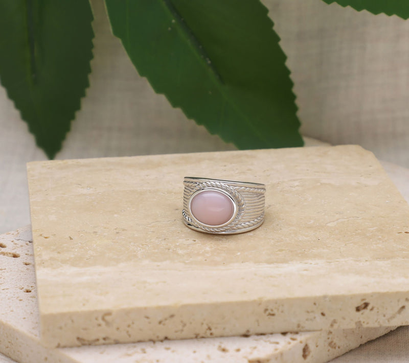 Ariva Sterling Silver Pink Opal Arden Ring — View 5