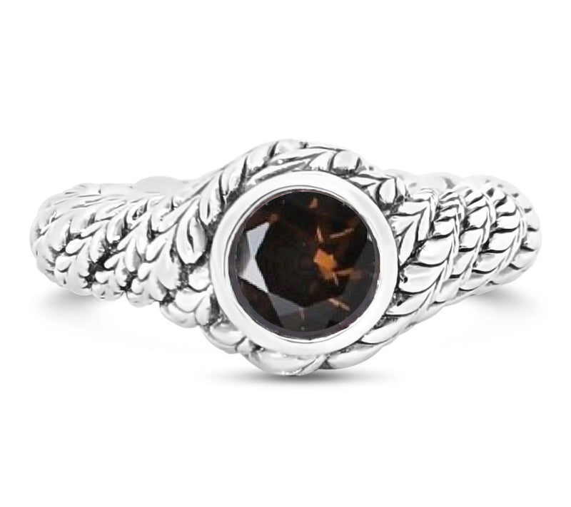 Tiffany Kay Sterling Smoky Quartz Twisted Herringbone Ring — Main view