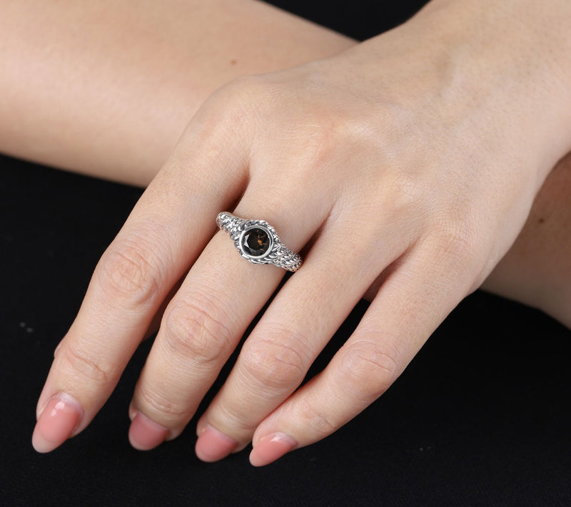 Tiffany Kay Sterling Smoky Quartz Twisted Herringbone Ring — View 5