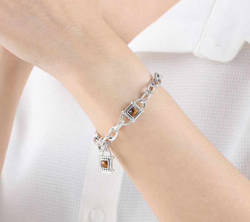 Tiffany Kay Studio Sterling Silver Tiger Eye Lo cket Bracelet — View 4