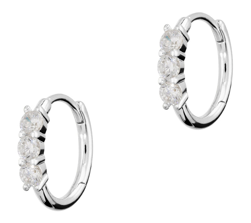 Diamonique 0.40 cttw Huggie Hoop Earrings, Sterling Silver — View 6