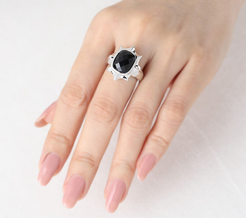 Margo Manhattan Sterling Silver Onyx Ella Ring — View 4