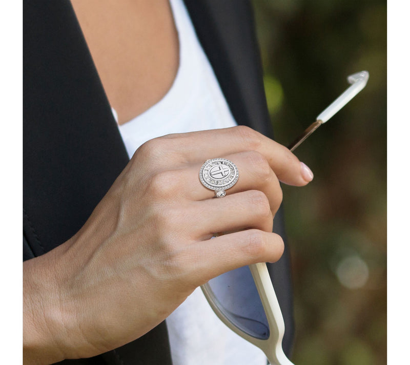 Diamonique 2.55 cttw Oval Design Cross Ring, Sterling Silver — View 3