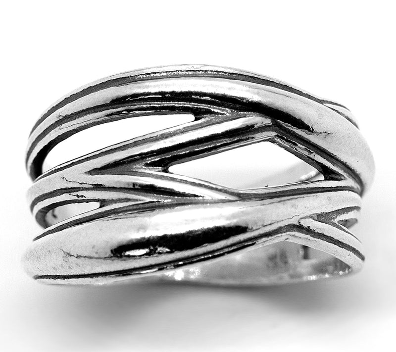 Or Paz Sterling Silver Cross Over Ring — Main view