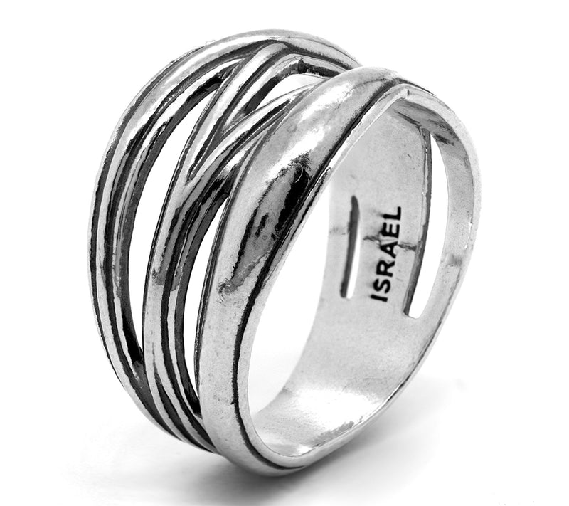 Or Paz Sterling Silver Cross Over Ring — View 2