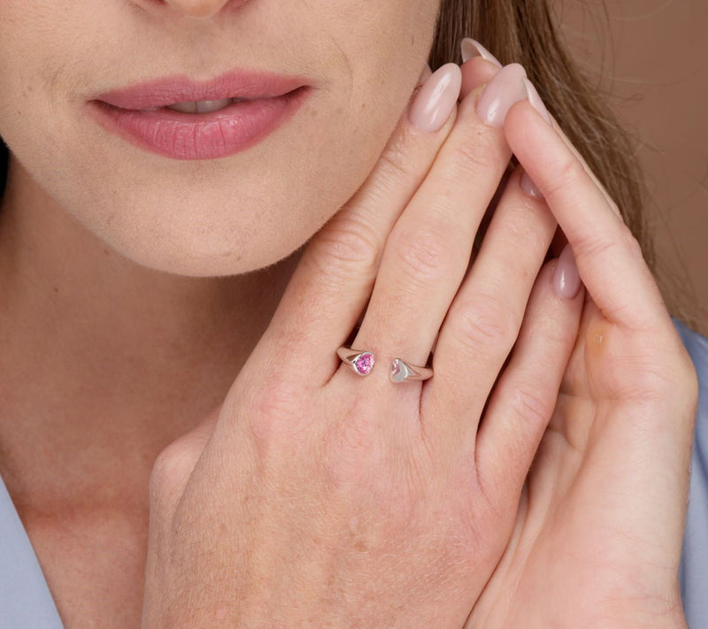 Or Paz Sterling Silver Heart Cuff Ring — View 5