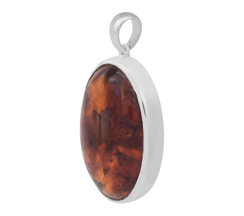 Affinity Gems Amber Solitaire Pendant, SterlingSilver — View 2