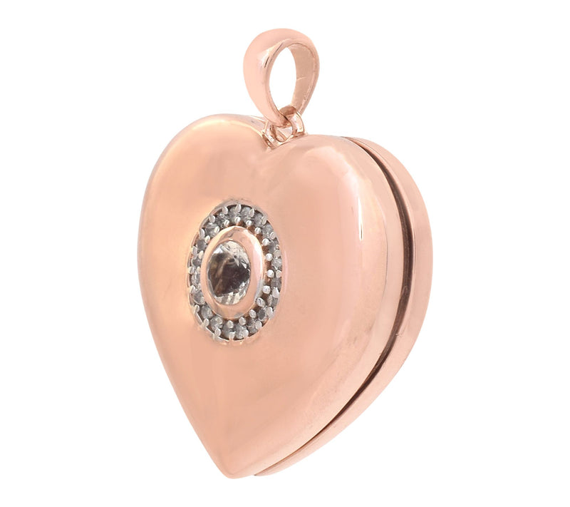 Affinity Diamonds & Morganite Heart Locket, 14KRose Plated — View 2