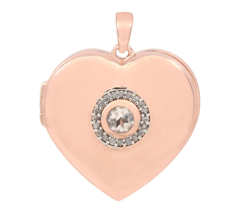 Affinity Diamonds & Morganite Heart Locket, 14KRose Plated — Main view