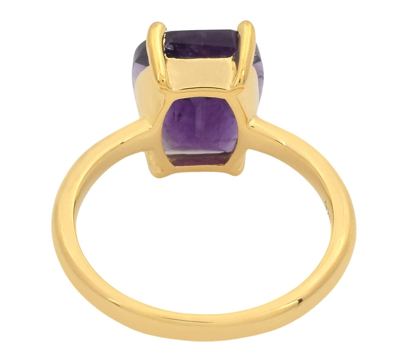 Affinity Gems Fancy Cut Amethyst Solitaire Ring, 14K Plated — View 3
