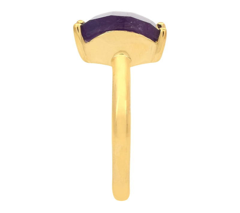 Affinity Gems Fancy Cut Amethyst Solitaire Ring, 14K Plated — View 4