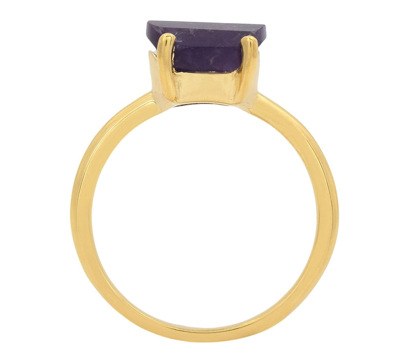 Affinity Gems Fancy Cut Amethyst Solitaire Ring, 14K Plated — View 5