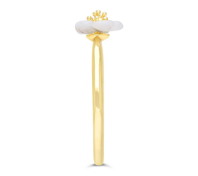 Ariva 18K Gold Clad Mother of Pearl Pansy Ring — View 3