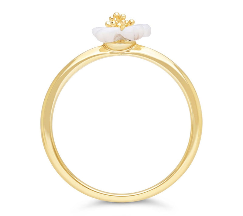 Ariva 18K Gold Clad Mother of Pearl Pansy Ring — View 2