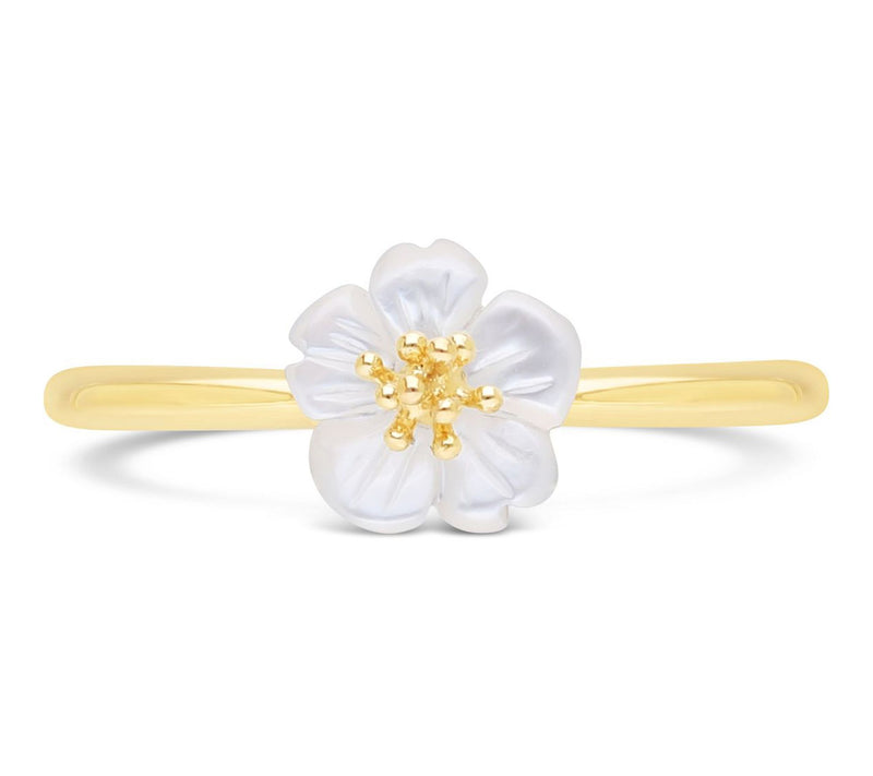 Ariva 18K Gold Clad Mother of Pearl Pansy Ring — View 11