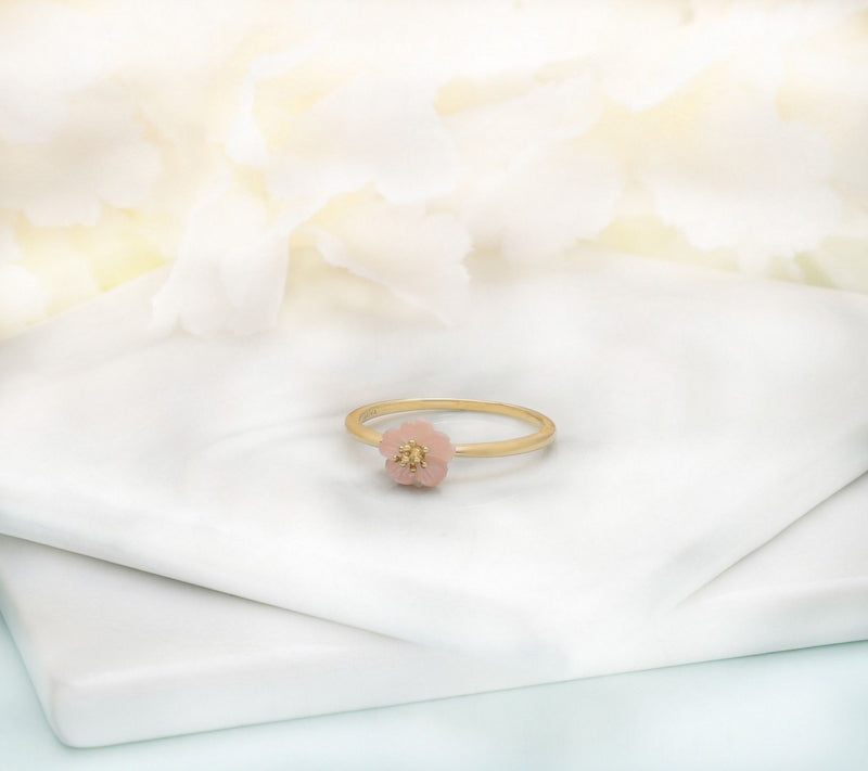 Ariva 18K Gold Clad Mother of Pearl Pansy Ring — View 6