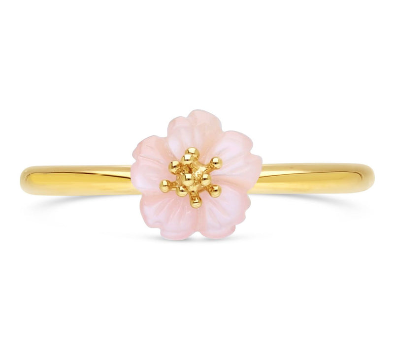 Ariva 18K Gold Clad Mother of Pearl Pansy Ring — View 4